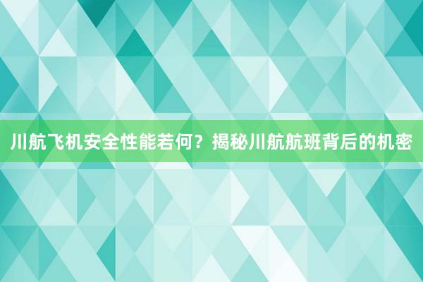 川航飞机安全性能若何？揭秘川航航班背后的机密